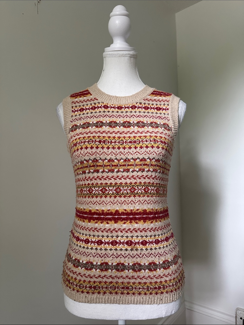 REITMANS Y2K Nordic Preppy Academia Cotton Blend Knit Sweater Vest Small